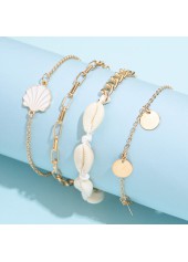 Metal Detail Golden Shell Design Anklet Set