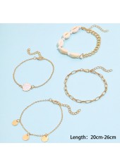 Metal Detail Golden Shell Design Anklet Set