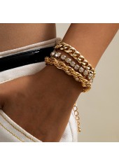 Layered Golden Chain Design Bracelet Set
