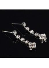 Zircon Silver V Shape Earrings and Necklace