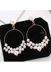 1 Pair Round White Pearl Earrings