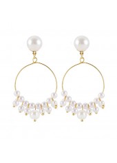 1 Pair Round White Pearl Earrings