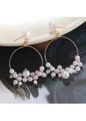 1 Pair Round White Pearl Earrings