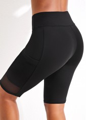 Pocket High Waisted Black Beach Shorts
