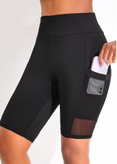 Pocket High Waisted Black Beach Shorts