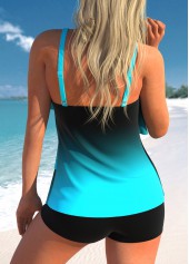 Cyan Plus Size Ombre Layered Tankini Top-No Bottom