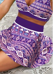 Halter Tribal Print Purple Bikini Set
