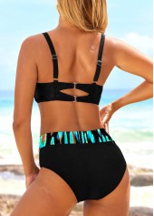 Geometric Print Criss Cross Cyan Bikini Set