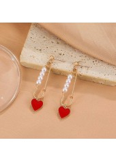Gold Heart Design Alloy Pearl Earrings