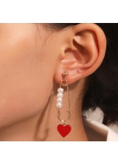 Gold Heart Design Alloy Pearl Earrings