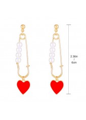Gold Heart Design Alloy Pearl Earrings