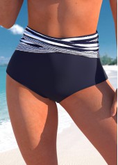 Striped Criss Cross Navy Bikini Set
