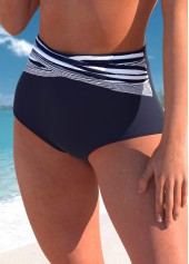 Striped Criss Cross Navy Bikini Set
