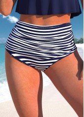 Striped Cut Out Navy Bikini Set