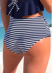 Striped Cut Out Navy Bikini Set