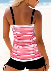 Multi Stripe Print Criss Cross Tankini Set