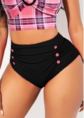 High Waisted Button Black Bikini Bottom