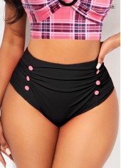 High Waisted Button Black Bikini Bottom