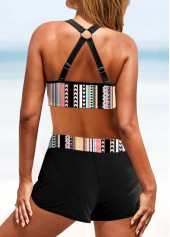 Striped Metal Ring Multi Color Bikini Set