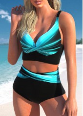 Wide Strap Ombre Cyan Bikini Set