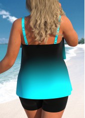 Cyan Plus Size Ombre Layered Tankini Top-No Bottom