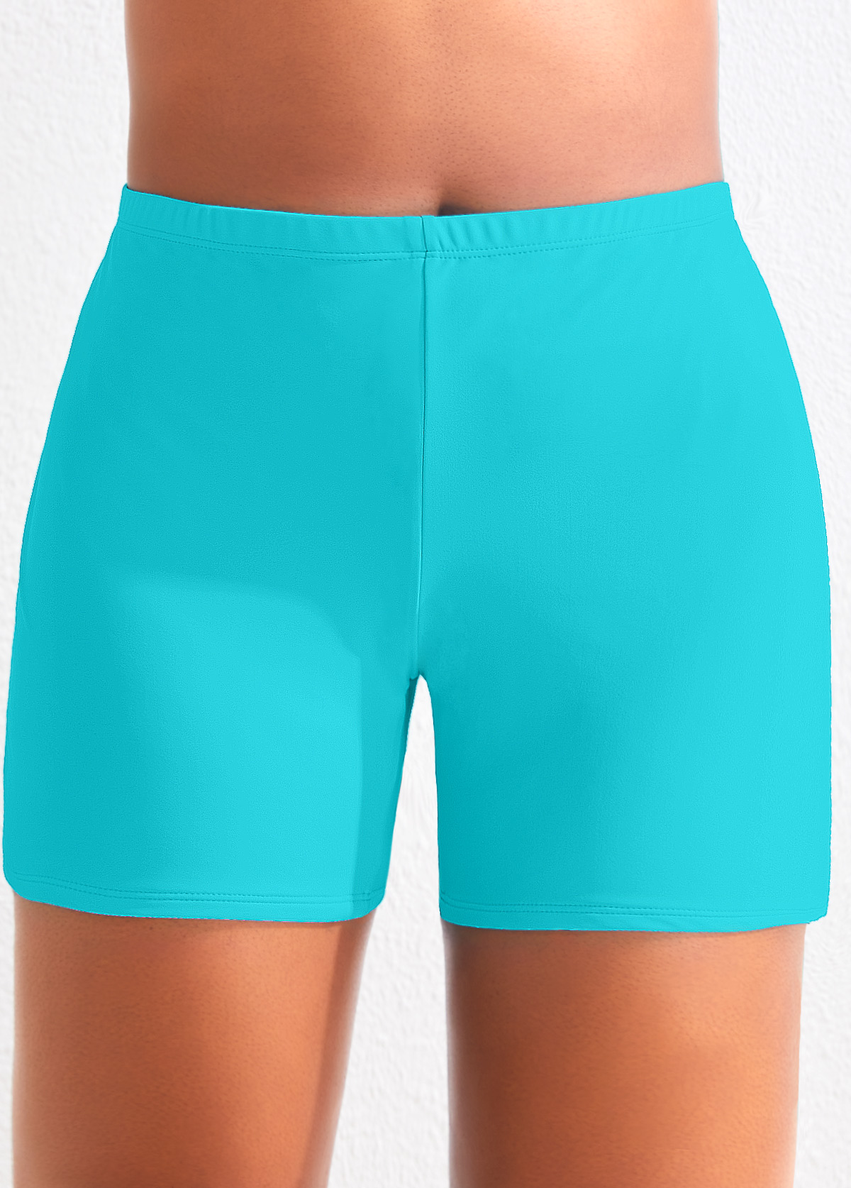 High Waisted Neon Blue Plus Size Swim Shorts