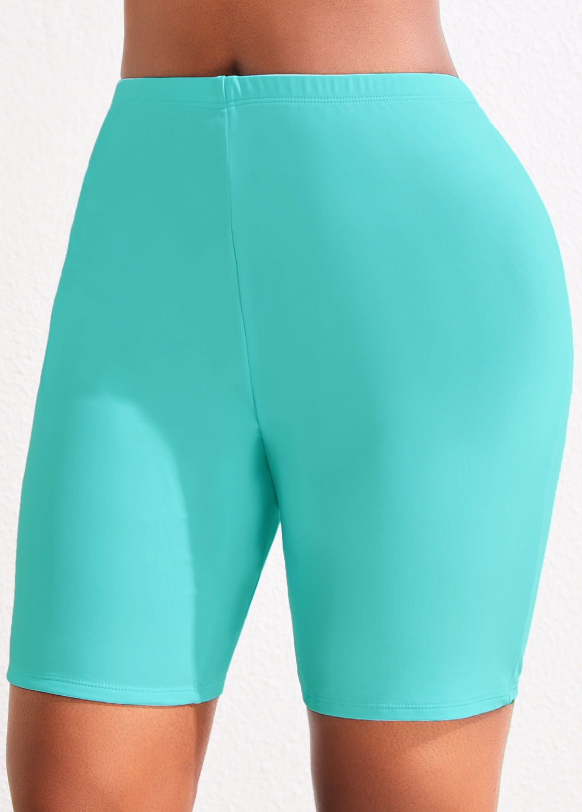 High Waisted Mint Green Plus Size Swim Shorts