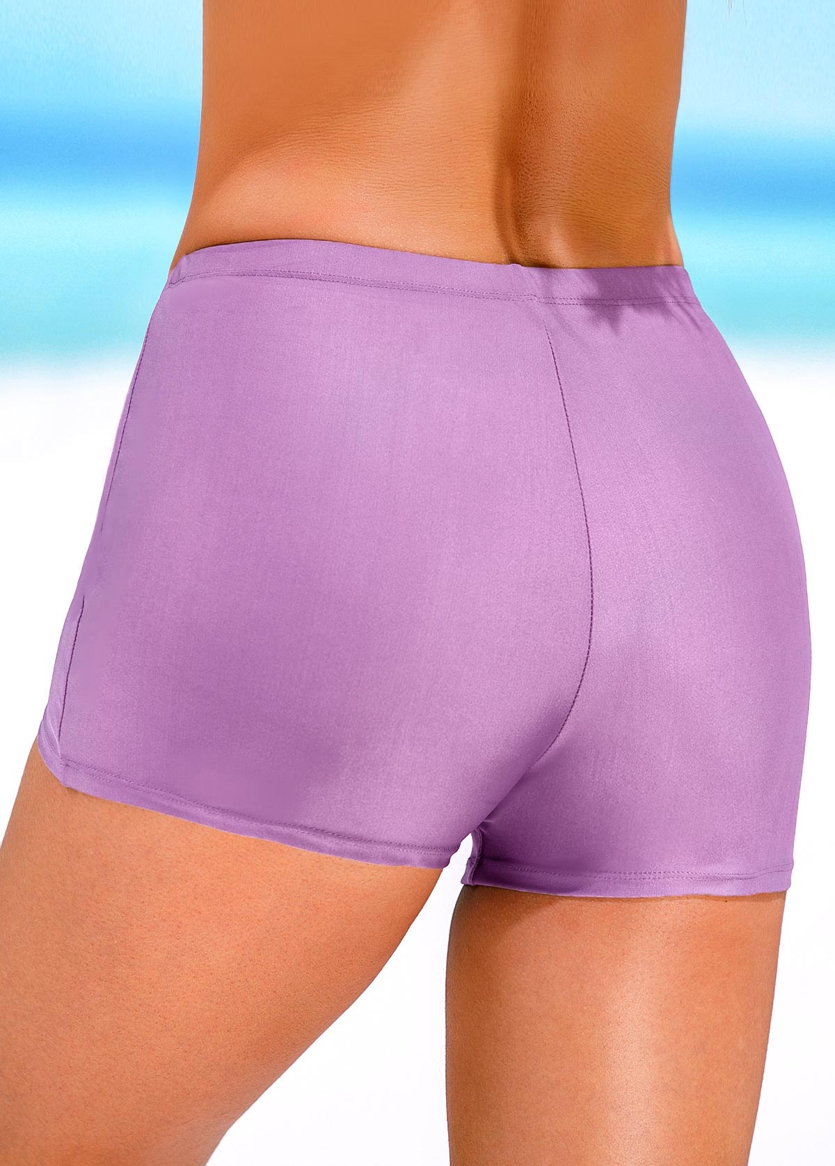 Stretch Mid Waisted Purple Swim Shorts