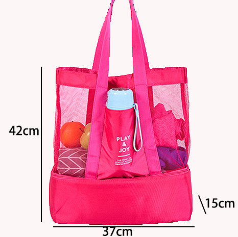Mesh Hot Pink Hasp Shoulder Tote Bag