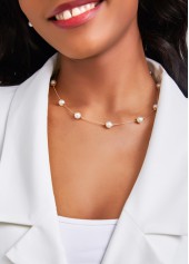 Pearl Design White Metal Detail Necklace