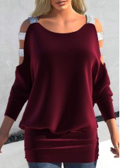 Velvet Wine Red Ladder Cutout T Shirt