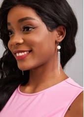 Silvery Pearl Design Rhinestone White Earrings