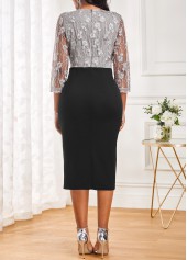 Black V Neck Lace Bodycon Dress