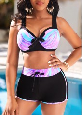 Ombre Bowknot Multi Color Bikini Set
