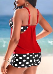Polka Dot Fake 2in1 Red Tankini Set