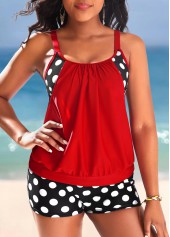 Polka Dot Fake 2in1 Red Tankini Set