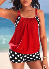 Polka Dot Fake 2in1 Red Tankini Set