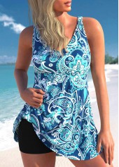 Paisley Print Blue Wide Strap Swimdress Top-No Bottom