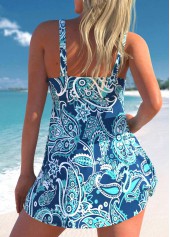 Paisley Print Blue Wide Strap Swimdress Top-No Bottom