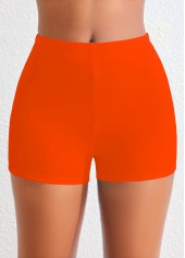 Stretchy Mid Waisted Orange Swimwear Shorts