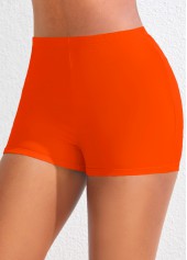 Stretchy Mid Waisted Orange Swimwear Shorts