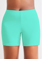 High Waisted Mint Green Plus Size Swim Shorts
