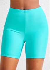 High Waisted Cyan Swim Shorts