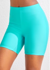 High Waisted Cyan Swim Shorts