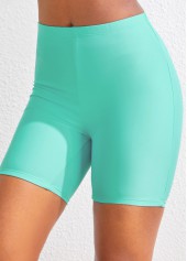 High Waisted Mint Green Stretch Swim Shorts