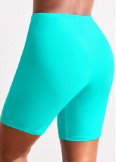 High Waisted Cyan Plus Size Swim Shorts
