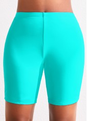 High Waisted Cyan Plus Size Swim Shorts