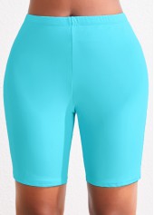 High Waisted Neon Blue Plus Size Swim Shorts