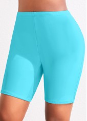 High Waisted Neon Blue Plus Size Swim Shorts