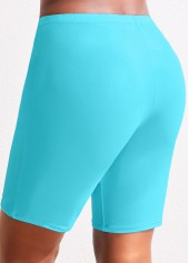 High Waisted Neon Blue Plus Size Swim Shorts